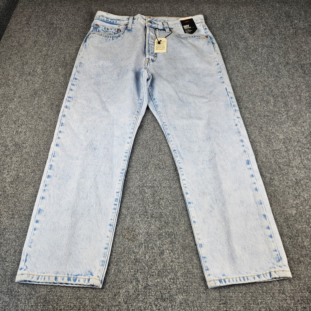 Levis 501 Cropped High Rise Straight‎ Leg Light Wash Jeans 36200-0352 Blue 32x26